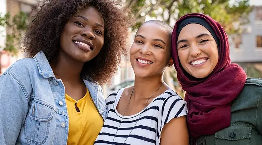 group of diverse college students